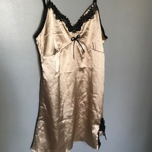 Silk slip champagne mini dress